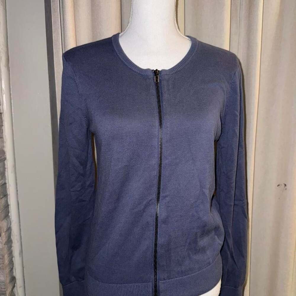 Banana Republic Zip Front Knit Cardigan Size S Slate Blue